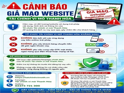 Cảnh báo giả mạo trang thông tin Tổ chức Tài chính vi mô Thanh Hoá cho vay trái pháp luật
