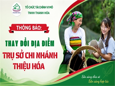 Thông báo thay đổi địa điểm Chi nhánh Thiệu Hoá